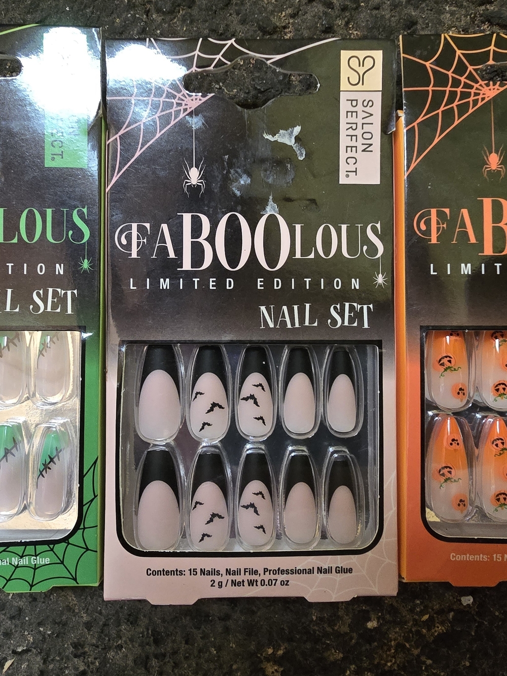 FaBOOlous Limited Edition Black & Nude Bat, Pumpkin, And Frankenstein  Nail Sets